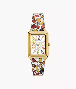 Reloj de Willy Wonka™ x Fossil en edición limitada de piel con estampado multicolor y dos agujas