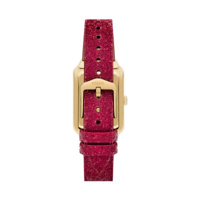 Fossil shops Crystal Bezel Woman’s Red Leather Watch Band