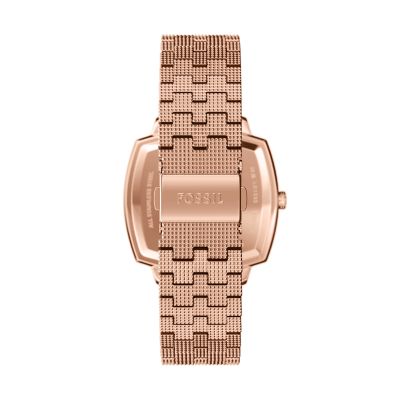 Nick Jonas x Fossil Machine Luxe Marble Three-Hand Rose Gold-Tone Stainless Steel Watch
