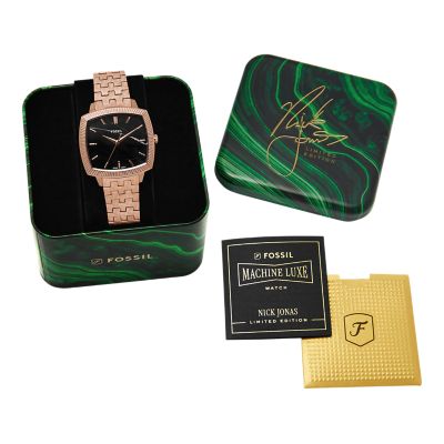 Nick Jonas x Fossil Machine Luxe マーブル 三針 ローズゴールド