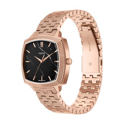 Nick Jonas x Fossil Machine Luxe マーブル 三針 ローズゴールド