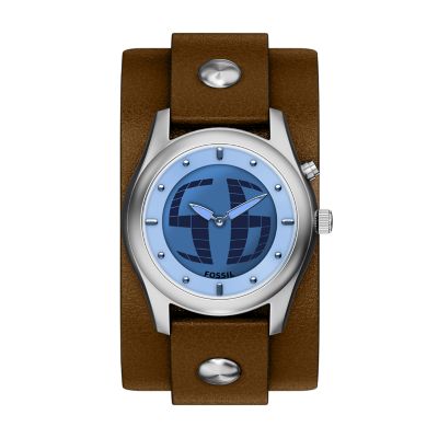 Y2K Big Tic Brown Leather Watch - LE1229 - Fossil