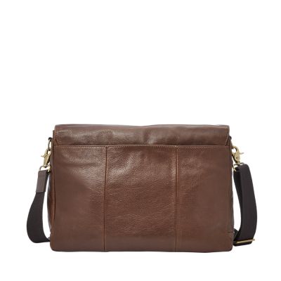 Fossil defender best sale leather messenger bag