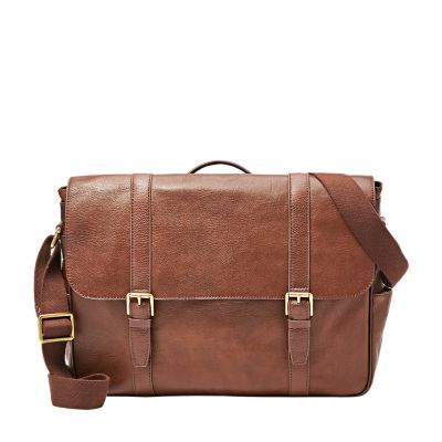 Mens leather 2024 messenger bag fossil