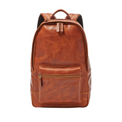 fossil backpack leather