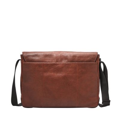 fossil men's buckner leather messenger bag