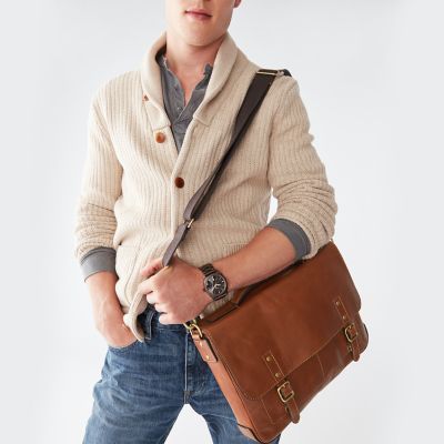 fossil defender portfolio messenger briefcase