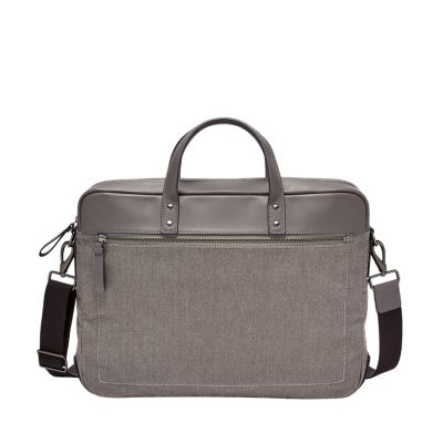 fossil men's haskell leather briefcase