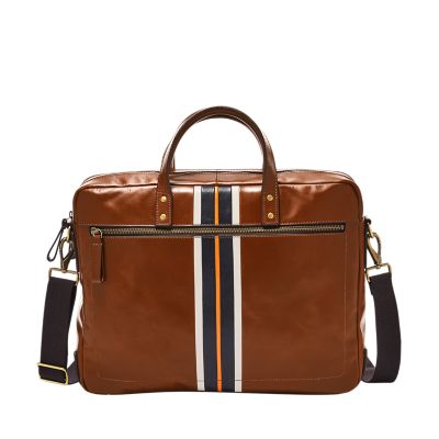 fossil men's haskell leather briefcase