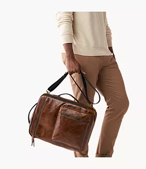 New Large Men's Leather Backpack Bags Shoulder Briefcase Rucksack Laptop Bag 