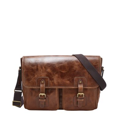 Fossil leather outlet messenger bag mens