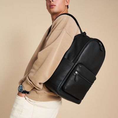 Fossil black leather bag best sale