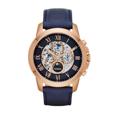 Grant Automatic Navy Leather Watch