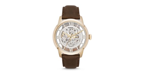 Townsman Automatic Brown Leather Watch - Fossil