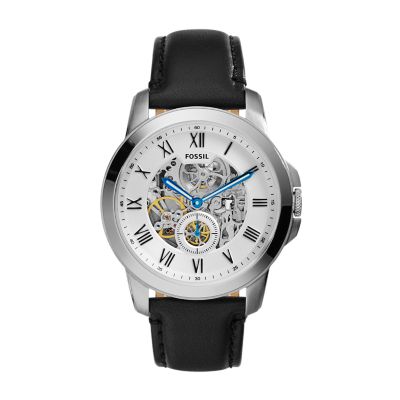 Grant Automatic Black Leather Watch 