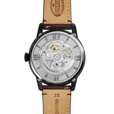 - Automatic Dark Leather Watch ME3098 Brown Townsman Fossil -