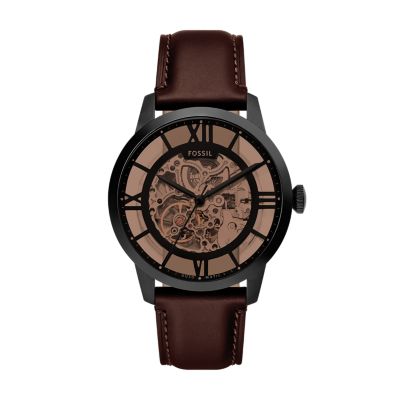 Townsman Automatic Dark Brown Leather Watch - ME3098 - Fossil