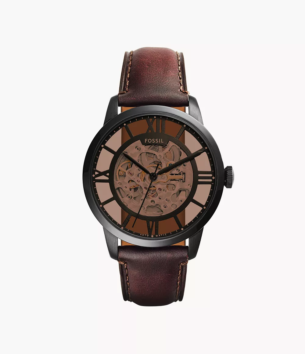 Townsman Automatic Dark Brown Leather Watch - ME3098 - Fossil