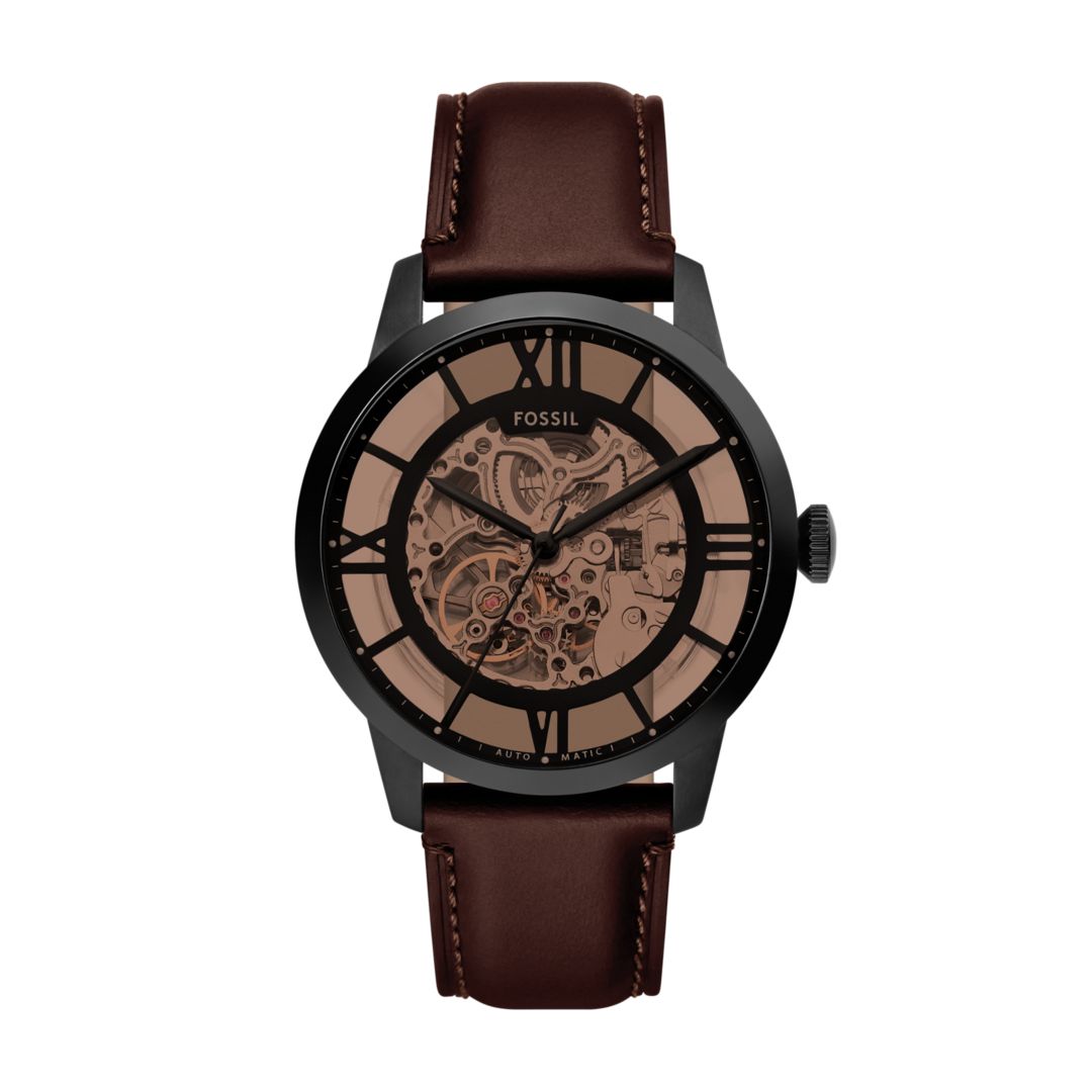Fossil Mens Townsman Automatic Dark Leather Watch  Brown