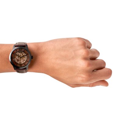 Townsman Automatic Dark Brown Leather Fossil - Watch ME3098 