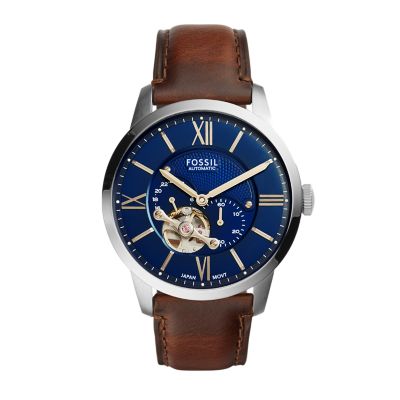 Townsman Automatic Brown Leather Watch ME3110 Fossil