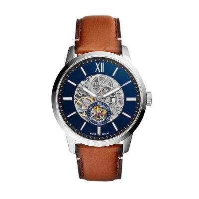 Montre Townsman automatique en cuir brun clair 48 mm