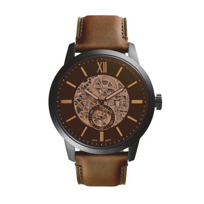 Townsman 48Mm Automatic Brown Leather Watch Jewelry
