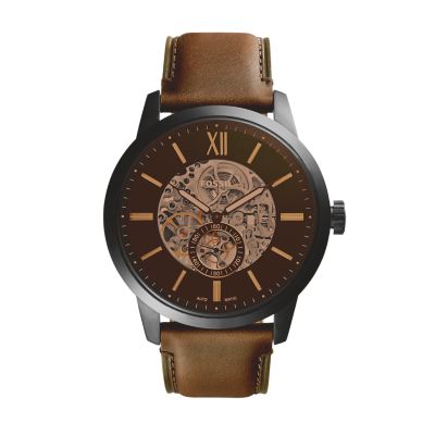 Montre Townsman automatique en cuir brun 48 mm