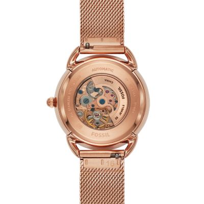 Fossil automatic rose on sale gold