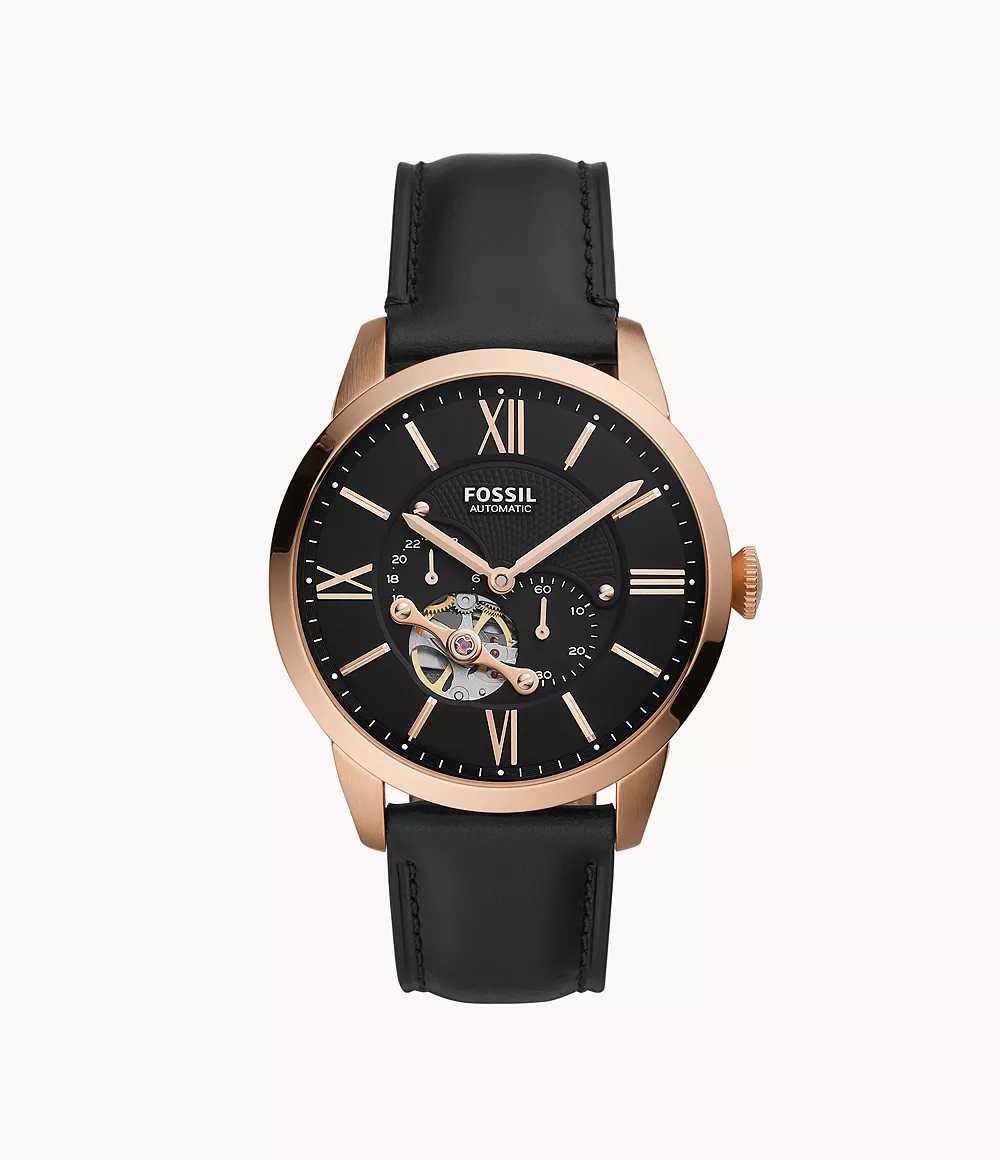 Image of Townsman Automatic Black Leather Watch