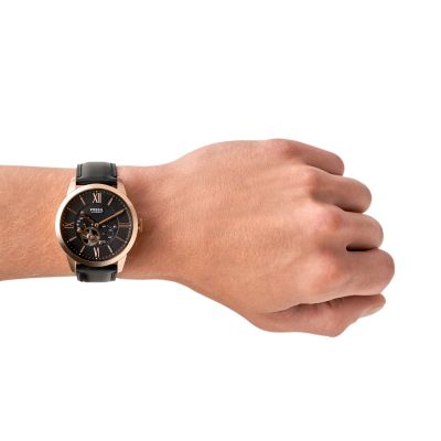 Townsman automatic on sale black leather watch