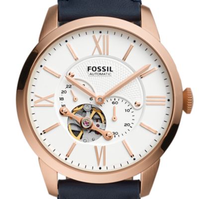 Townsman Automatic Navy Leather Watch