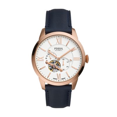 Montre Automatique Townsman Avec Cuir Bleu Marine