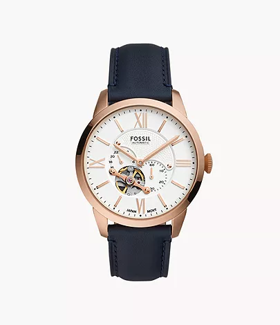 Townsman Automatic Navy Leather Watch - ME3171 - Fossil
