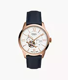 Townsman Automatic Navy Leather Watch