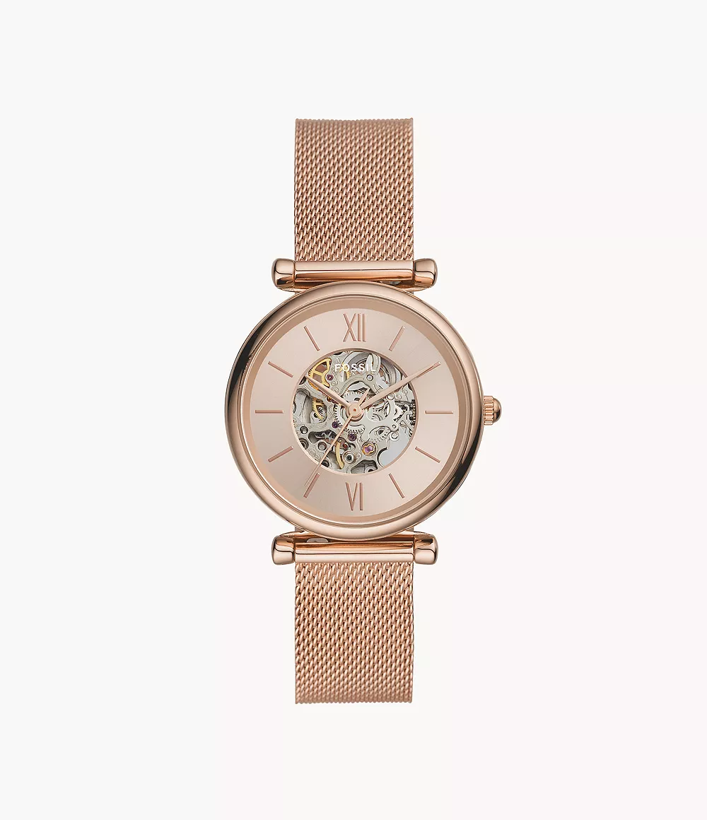 Carlie Automatic Rose Gold-Tone Stainless Steel Mesh Watch jewelry
