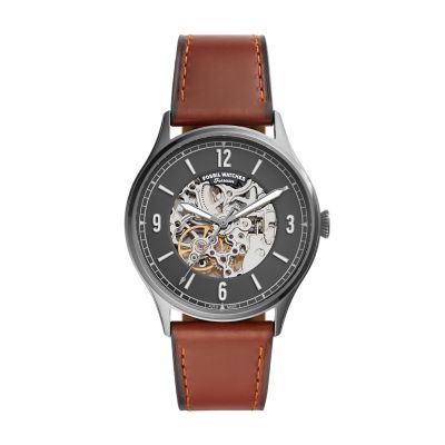 Forrester Automatic Amber Leather Watch ME3178 Fossil