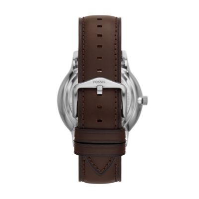 Neutra Automatic Brown Leather Watch Me3184 Fossil