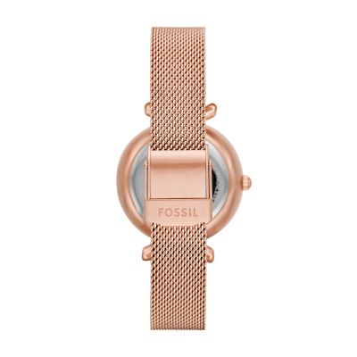 Carlie Mini Automatic Rose Gold-Tone Stainless Steel Mesh Watch