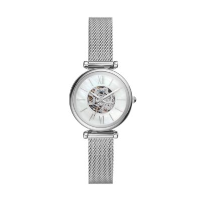 Carlie Mini Automatic Stainless Steel Mesh Watch - ME3189 - Fossil