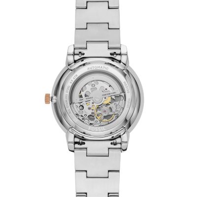 Montre Automatique FOSSIL Femme Bracelet Acier Bicolore Argent et