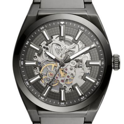 Montre Everett automatique en acier inoxydable, anthracite