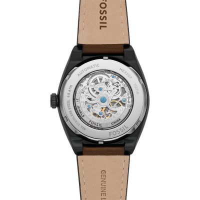 EVERETT オートマティック ダークブラウン LiteHide™レザーウォッチ 