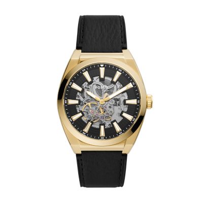 

Fossil Homme Montre Everett automatique en cuir écoresponsable noire