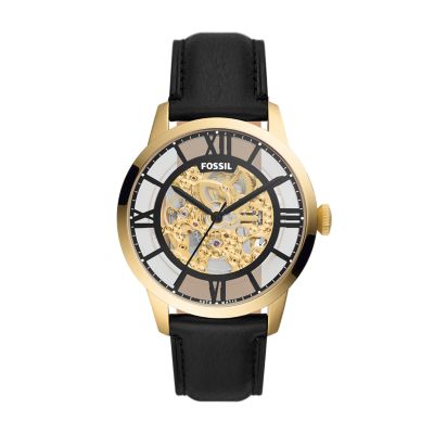 Townsman Black Fossil - - Leather Watch LiteHide™ ME3210 Automatic