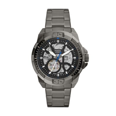 Fossil Men's Bronson Automatic Smoke Stainless Steel Watch