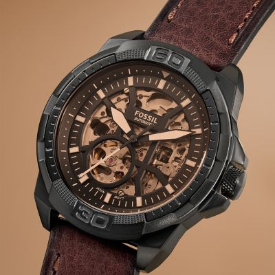 Bronson Automatic Brown LiteHide Leather Watch ME3219 Fossil