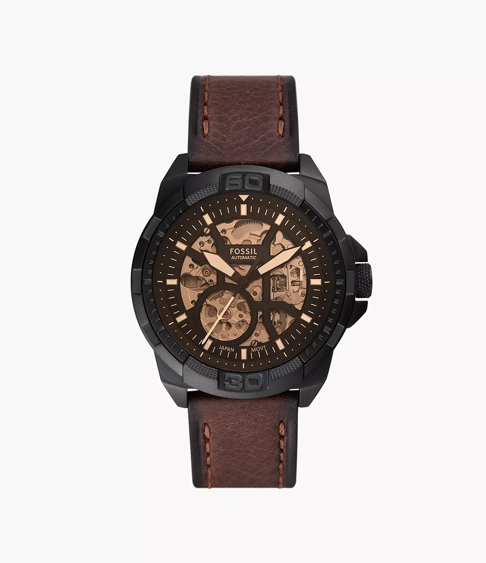Bronson Automatic Brown Litehidea,,C/ Leather Watch

