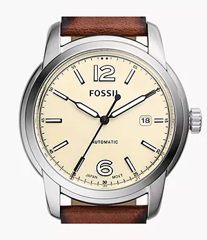 Fossil Heritage Automatic Brown Eco Leather Watch