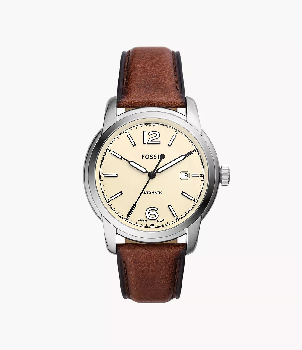 Fossil Heritage Automatic Brown Litehidea,,C/ Leather Watch

